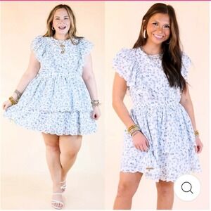 Simply Southern Womens White Daisy Dreams Ruffled Tiered Floral Dress Size Large